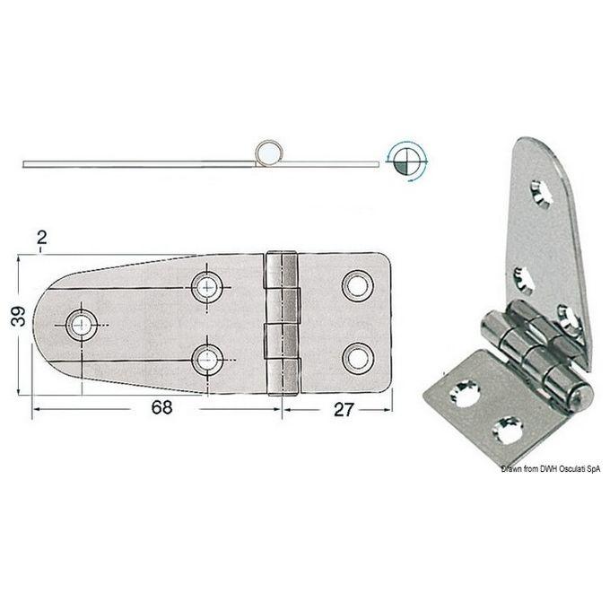 Cerniera Inox Asimm. 95x39