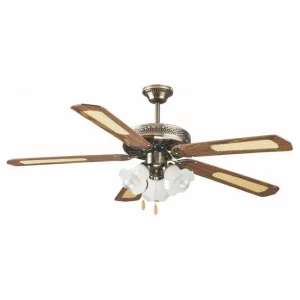 Ventilatore Soffitto 5 Pale D130 Cm 3 Luci Marrone 