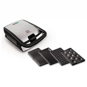 Tefal SW 854 D Snack Collection Tostapane per Waffle e Sandwich 700W Nero/Acciaio Inossidabile 